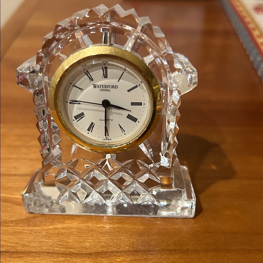 Waterford Lismore Crystal Clock with Gold Bezel
